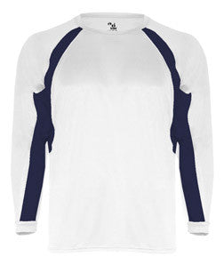 2154 Badger Youth Performance Long-Sleeve Hook Athletic Tee White/ Black