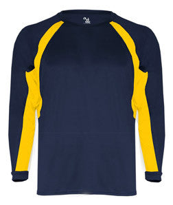 2154 Badger Youth Performance Long-Sleeve Hook Athletic Tee Navy/ Gold