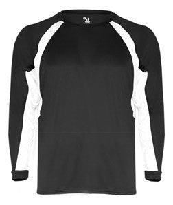 2154 Badger Youth Performance Long-Sleeve Hook Athletic Tee Black/ White