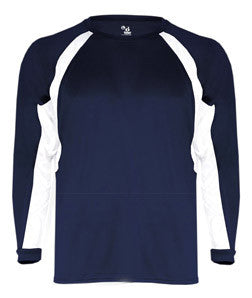 2154 Badger Youth Performance Long-Sleeve Hook Athletic Tee Navy/ White
