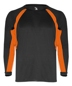 2154 Badger Youth Performance Long-Sleeve Hook Athletic Tee Black/ Burnt Orange