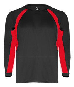 2154 Badger Youth Performance Long-Sleeve Hook Athletic Tee Black/ Red