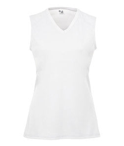 2163 Badger B-Core Girls Performance Solid Color Lap - Neck Sleeveless Tee White