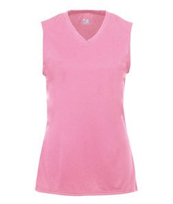 2163 Badger B-Core Girls Performance Solid Color Lap - Neck Sleeveless Tee Pink