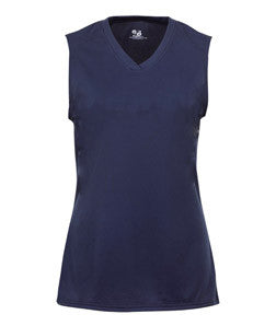 2163 Badger B-Core Girls Performance Solid Color Lap - Neck Sleeveless Tee Navy