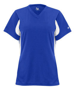 2170 Badger Rally Girls/Youth Athletic V-neck Jersey Royal/ White