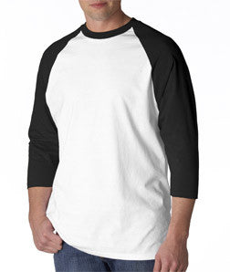 2184 Anvil Adult Cotton Baseball Tee White/ Black