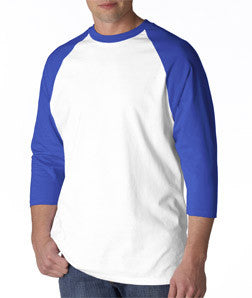 2184 Anvil Adult Cotton Baseball Tee White/ Royal