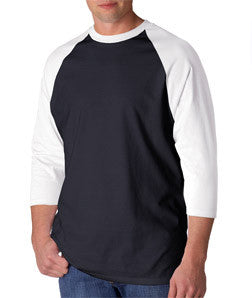 2184 Anvil Adult Cotton Baseball Tee Black/ White
