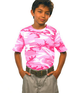 2206 Code V Youth Camouflage Cotton T-Shirt Pink Woodland