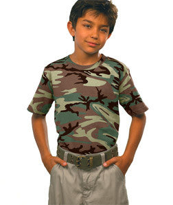 2206 Code V Youth Camouflage Cotton T-Shirt Green Woodland