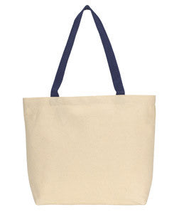 220 Gemline Colored Handle Tote Natural/ Navy