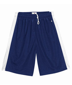 2241 Badger Youth Challenger 6" Poly Mesh Shorts Navy/ White