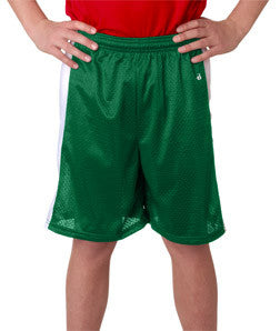2241 Badger Youth Challenger 6" Poly Mesh Shorts Kelly Green/ White