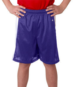 2241 Badger Youth Challenger 6" Poly Mesh Shorts Purple/ White