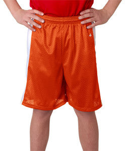 2241 Badger Youth Challenger 6" Poly Mesh Shorts Burnt Orange/ White