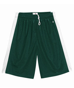 2241 Badger Youth Challenger 6" Poly Mesh Shorts Forest/ White