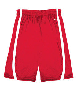 2244 Badger Youth B-Slam Reversible 6" Short With Contrast Side Panel Trim. Red/ White