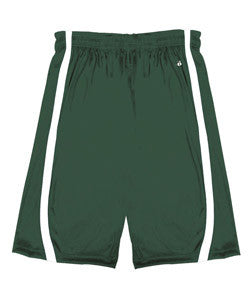 2244 Badger Youth B-Slam Reversible 6" Short With Contrast Side Panel Trim. Forest/ White