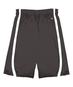 2244 Badger Youth B-Slam Reversible 6" Short With Contrast Side Panel Trim. Graphite/ White