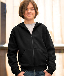 2246 LA T Youth Fleece Hooded Zip-Front Sweatshirt with Pockets Black