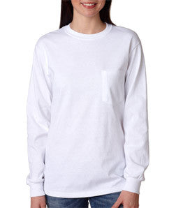 2410 Gildan Adult Ultra CottonLong-Sleeve T-Shirt with Pocket White