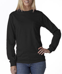 2410 Gildan Adult Ultra CottonLong-Sleeve T-Shirt with Pocket Black