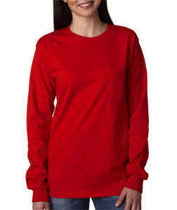 2410 Gildan Adult Ultra CottonLong-Sleeve T-Shirt with Pocket Red
