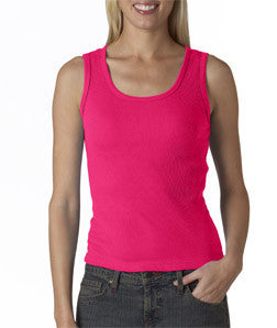 2415 Anvil Ladies' 2x1 Rib Tank Top Hot Pink