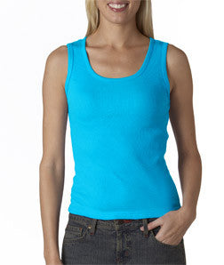 2415 Anvil Ladies' 2x1 Rib Tank Top Caribbean Blue