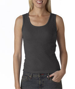 2415 Anvil Ladies' 2x1 Rib Tank Top Smoke