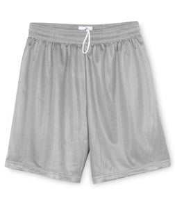 7237 Badger Adult Poly Mini-Mesh 7" Shorts Silver