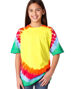 74B Gildan Tie-Dye Youth Teardrop Tee Tear Drop Rainbow