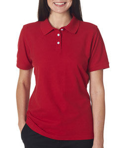 7510L UltraClub® Ladies' Platinum Honeycomb Piqué Polo Red