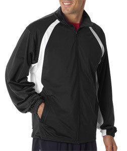 7702 Badger Adult Brushed Tricot Hook Jacket Black/ White