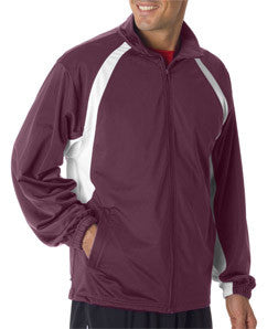 7702 Badger Adult Brushed Tricot Hook Jacket Maroon/ White