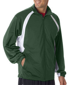 7702 Badger Adult Brushed Tricot Hook Jacket Forest/ White