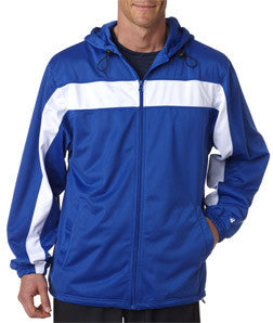 7705 Badger Adult Brushed Tricot Hooded Jacket Royal/ White