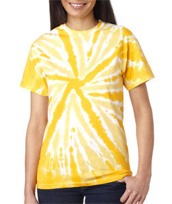 77 Gildan Tie-Dye Adult One-Color Pinwheel Tee Gold