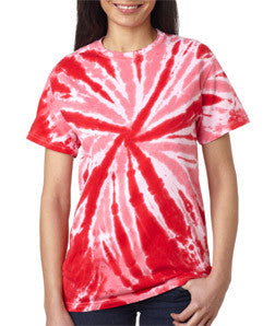 77 Gildan Tie-Dye Adult One-Color Pinwheel Tee Red